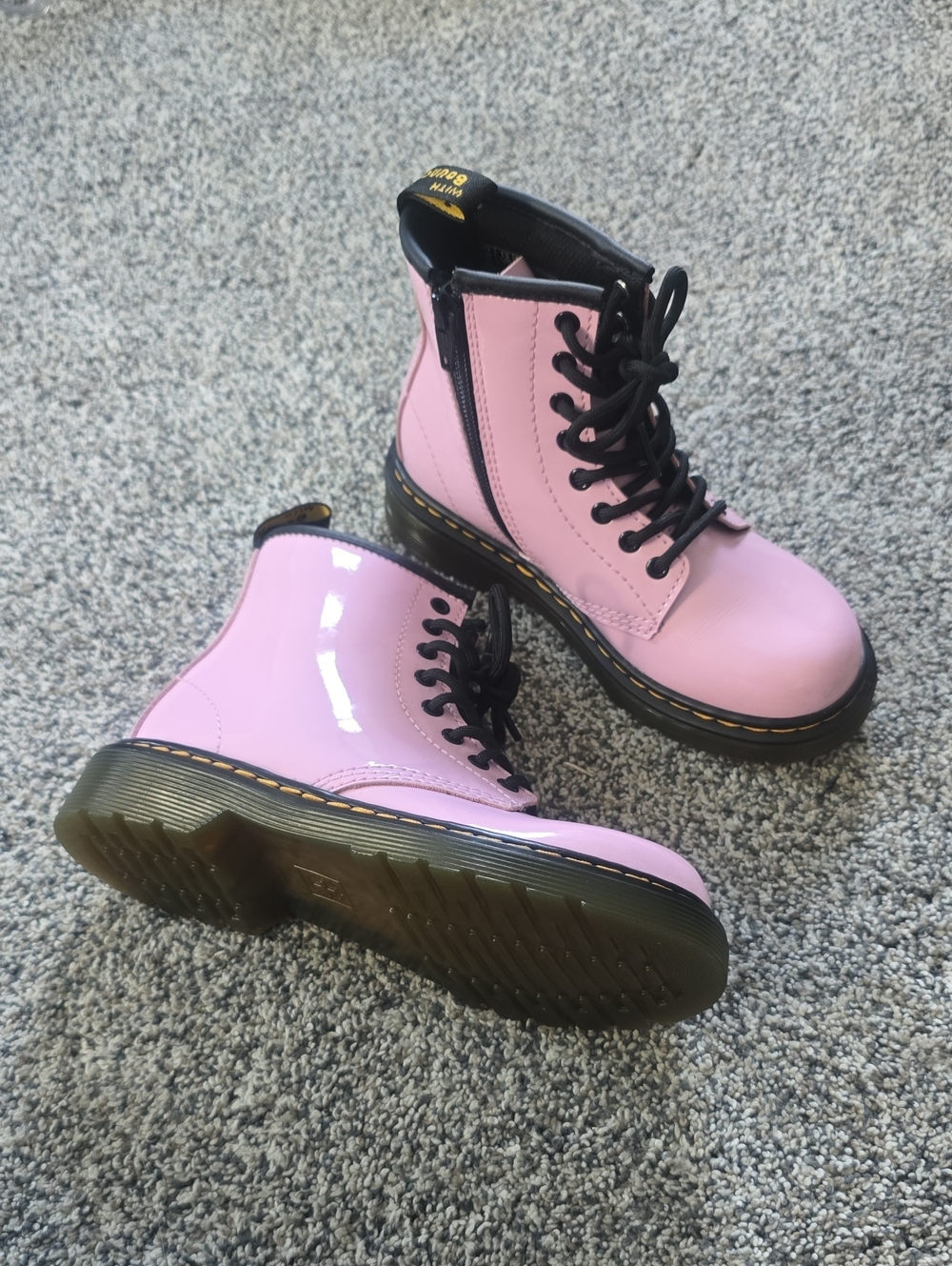 Dr. Martens 1460 Pink Patent Leather Zipper Combat Boots Girls Kids Size 13